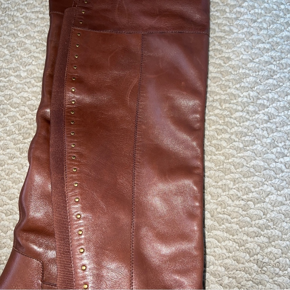 Gibson Latimer Leather Tall Over Knee Boots Riding Gold Tone Studs  SIZE… - Picture 9 of 13